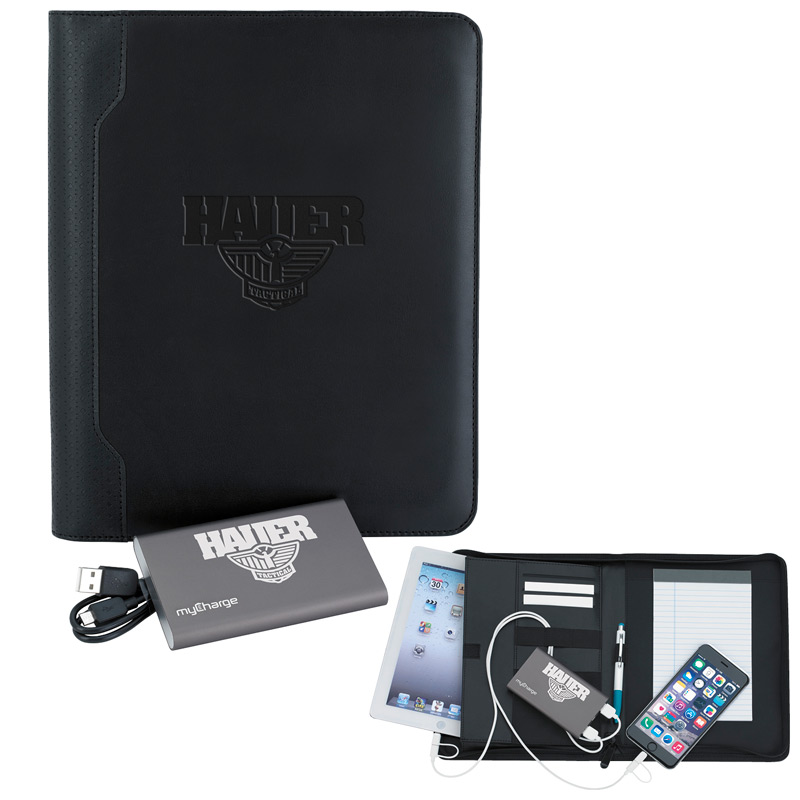 Textured e-Junior Padfolio w/ myCharge&#174 RAZOR MAX