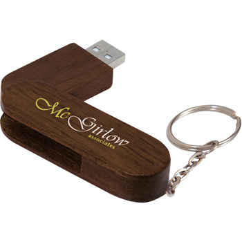 2 GB Bamboo Bullet Keyring USB 2.0 Flash Drive