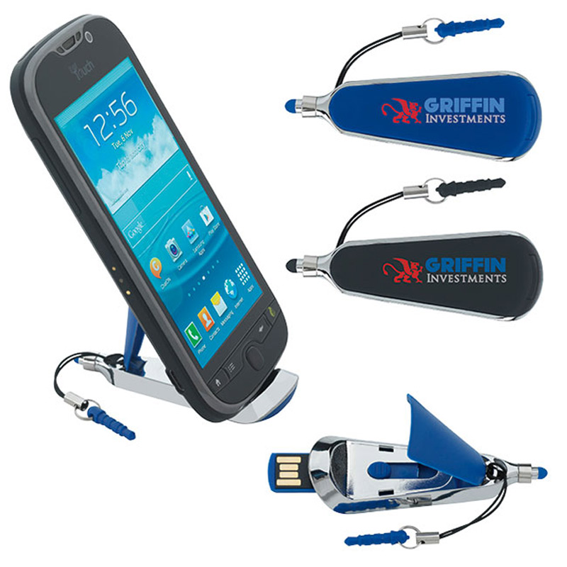 1 GB Stylus & Phone Holder USB 2.0 Flash Drive