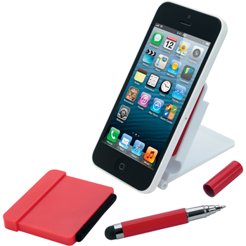 Folding Phone Holder w/ Stylus and Screen Cleaner