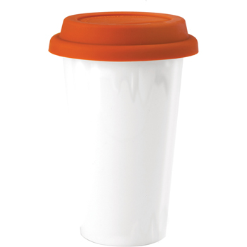 Double Wall Ceramic Tumbler with Lid - 11 oz.