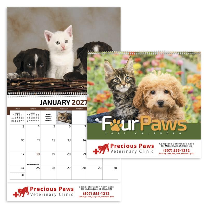 Four Paws Appointment Calendar - Spiral