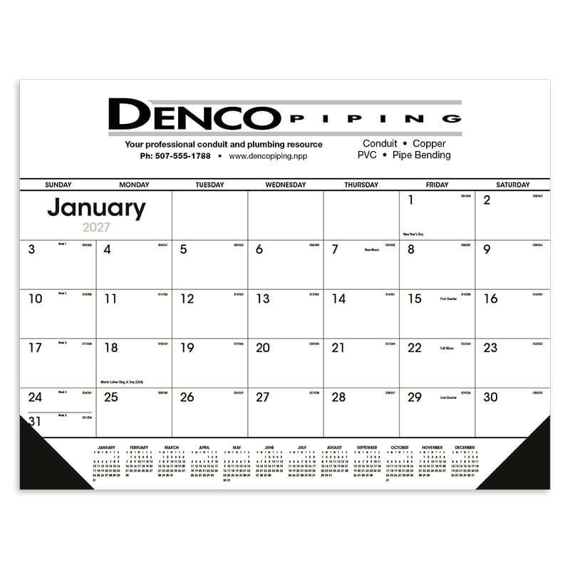 Black & White Desk Pad with Vinyl Corners