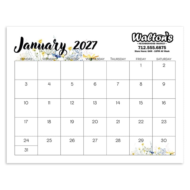 Small Monthly Desk Pad - Floral