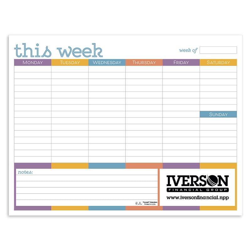 Small Weekly Desk Pad - Colors