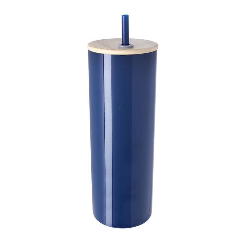 Double Wall Stainless Steel Tumbler with Bamboo Lid and Straw