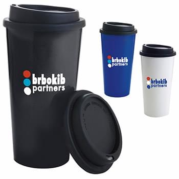 Double Wall PP Tumbler with Black Lid - 17 oz.