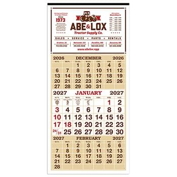 Skinner & Kennedy™ 3-Month Display 12-Sheet Calendar