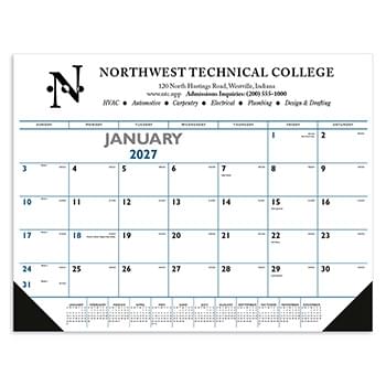 Blue & Black Desk Pad with Vinyl Corners