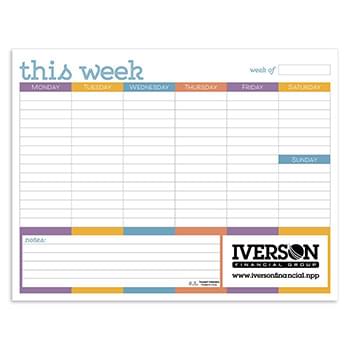 Small Weekly Desk Pad - Colors